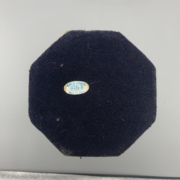 Vtg Octagon Base Solid Brass RIH Candlestick Holder Taper Candle Accent Decor 8" - Picture 7 of 7